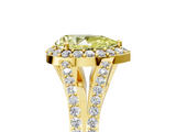 Yellow gold Fancy Yellow Pear  Halo Split Shank Diamond Ring with Prong Setting_25