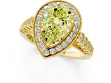 Yellow gold Fancy Yellow Pear  Halo Twist Band Solitaire Ring with Six-Prong Setting_33
