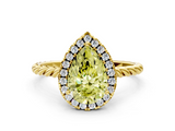 Yellow gold Fancy Yellow Pear  Halo Twisted Band Four-Prong Diamond Ring_20