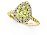 Yellow gold Fancy Yellow Pear  Halo Twisted Band Four-Prong Diamond Ring_21