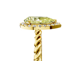 Yellow gold Fancy Yellow Pear  Halo Twisted Band Four-Prong Diamond Ring_25