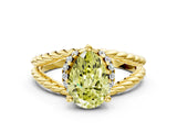 Yellow gold Fancy Yellow Pear  Halo Twisted Band Four-Prong Ring_32