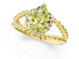 Yellow gold Fancy Yellow Pear  Halo Twisted Band Four-Prong Ring_33