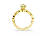 Yellow gold Fancy Yellow Pear  Milgrain Bezel Diamond Engagement Ring with Solitaire Prong Setting_144