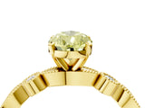 Yellow gold Fancy Yellow Pear  Milgrain Bezel Diamond Engagement Ring with Solitaire Prong Setting_145