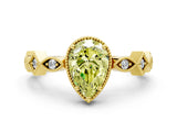 Yellow gold Fancy Yellow Pear  Milgrain Marquise Diamond Twist Band Ring_38