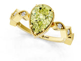 Yellow gold Fancy Yellow Pear  Milgrain Marquise Diamond Twist Band Ring_39