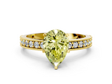 Yellow gold Fancy Yellow Pear  Milgrain Pave Diamond Engagement Ring with Four-Prong Setting_152