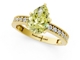 Yellow gold Fancy Yellow Pear  Milgrain Pave Diamond Engagement Ring with Four-Prong Setting_153