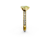 Yellow gold Fancy Yellow Pear  Milgrain Pave Diamond Engagement Ring with Four-Prong Setting_154