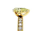 Yellow gold Fancy Yellow Pear  Milgrain Pave Diamond Engagement Ring with Four-Prong Setting_157