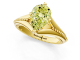 Yellow gold Fancy Yellow Pear  Solitaire Beaded Band Six-Prong Setting_1
