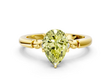 Yellow gold Fancy Yellow Pear  Solitaire Beaded Band with Four-Prong Setting_42