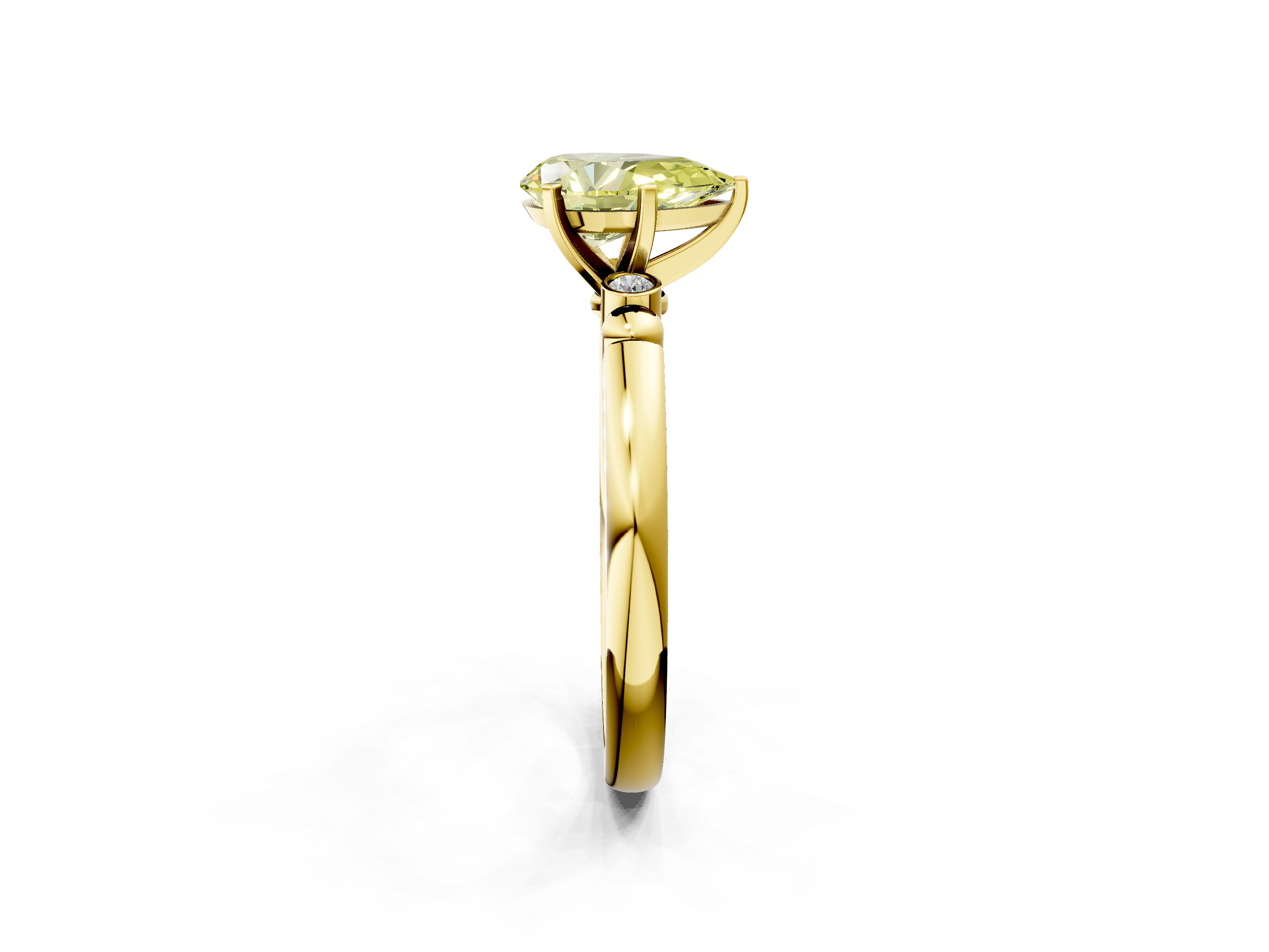 Yellow gold Fancy Yellow Pear  Solitaire Beaded Band with Four-Prong Setting_9