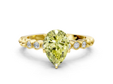 Yellow gold Fancy Yellow Pear  Solitaire Bezel Accent Diamond Engagement Ring with Beaded Band and Four-Prong Setting_24