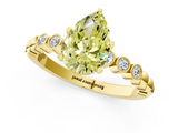 Yellow gold Fancy Yellow Pear  Solitaire Bezel Accent Diamond Engagement Ring with Beaded Band and Four-Prong Setting_25