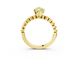 Yellow gold Fancy Yellow Pear  Solitaire Bezel Accent Diamond Engagement Ring with Beaded Band and Four-Prong Setting_27