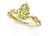 Yellow gold Fancy Yellow Pear  Solitaire Bezel-Set Diamond Ring with Beaded Band and Four-Prong Setting_33
