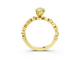 Yellow gold Fancy Yellow Pear  Solitaire Bezel-Set Diamond Ring with Beaded Band and Four-Prong Setting_35