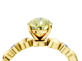 Yellow gold Fancy Yellow Pear  Solitaire Bezel-Set Diamond Ring with Beaded Band and Four-Prong Setting_36