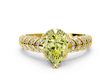 Yellow gold Fancy Yellow Pear  Solitaire Chevron Pave Diamond Engagement Ring with Six-Prong Setting_3
