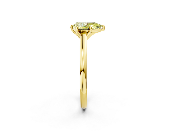Yellow gold Fancy Yellow Pear  Solitaire Diamond Engagement Ring with Four-Prong Setting on a Classic Band