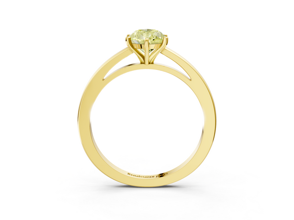 Yellow gold Fancy Yellow Pear  Solitaire Diamond Engagement Ring with Four-Prong Setting on a Classic Band
