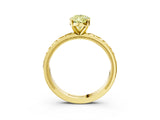 Yellow gold Fancy Yellow Pear  Solitaire Diamond Engagement Ring with XO Engraved Band and Four-Prong Setting 4