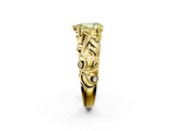 Yellow gold Fancy Yellow Pear  Solitaire Diamond Leaf Vine Band with Prong Setting_60