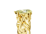 Yellow gold Fancy Yellow Pear  Solitaire Diamond Leaf Vine Band with Prong Setting_63