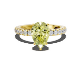 Yellow gold Fancy Yellow Pear  Solitaire Diamond Pavé Band with Four-Prong Setting_45