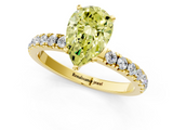 Yellow gold Fancy Yellow Pear  Solitaire Diamond Pavé Band with Four-Prong Setting_48