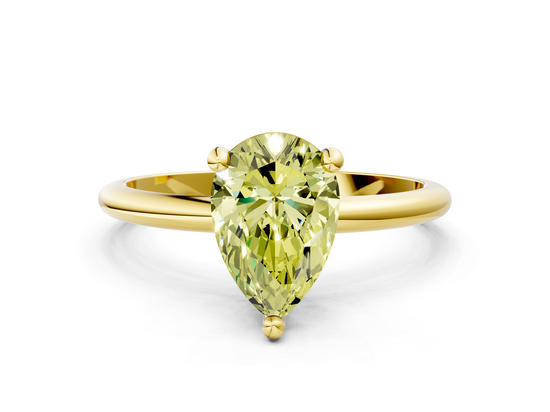 Yellow gold Fancy Yellow Pear  Solitaire Diamond Ring with 4-Prong Setting on a Classic Band_3