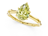 Yellow gold Fancy Yellow Pear  Solitaire Diamond Ring with Bamboo Band and Four-Prong Setting_46