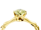 Yellow gold Fancy Yellow Pear  Solitaire Diamond Ring with Bamboo Band and Four-Prong Setting_49