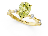 Yellow gold Fancy Yellow Pear  Solitaire Diamond Ring with Bezel Set Side Stones and Prong Setting_4
