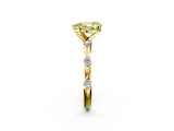 Yellow gold Fancy Yellow Pear  Solitaire Diamond Ring with Bezel Set Side Stones and Prong Setting_5