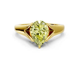 Yellow gold Fancy Yellow Pear  Solitaire Diamond Ring with Cathedral Band and Four-Prong Setting_65