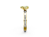 Yellow gold Fancy Yellow Pear  Solitaire Diamond Ring with Channel-Set Baguette Band and Four-Prong Setting_87