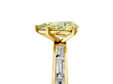 Yellow gold Fancy Yellow Pear  Solitaire Diamond Ring with Channel-Set Baguette Band and Four-Prong Setting_90