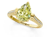 Yellow gold Fancy Yellow Pear  Solitaire Diamond Ring with Channel Set Band and Bezel Prong Setting_57