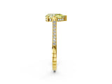 Yellow gold Fancy Yellow Pear  Solitaire Diamond Ring with Channel Set Band and Bezel Prong Setting_58