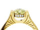 Yellow gold Fancy Yellow Pear  Solitaire Diamond Ring with Channel Set Band and Bezel Prong Setting_60