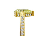 Yellow gold Fancy Yellow Pear  Solitaire Diamond Ring with Channel Set Band and Bezel Prong Setting_61