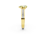 Yellow gold Fancy Yellow Pear  Solitaire Diamond Ring with Channel-Set Band and Four-Prong Setting_5