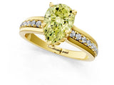 Yellow gold Fancy Yellow Pear  Solitaire Diamond Ring with Channel Set Band and Six-Prong Setting_49