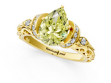 Yellow gold Fancy Yellow Pear  Solitaire Diamond Ring with Filigree Band and Four-Prong Setting_65