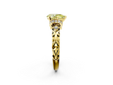 Yellow gold Fancy Yellow Pear  Solitaire Diamond Ring with Filigree Band and Four-Prong Setting_66