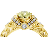 Yellow gold Fancy Yellow Pear  Solitaire Diamond Ring with Filigree Band and Four-Prong Setting_68
