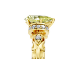 Yellow gold Fancy Yellow Pear  Solitaire Diamond Ring with Filigree Band and Four-Prong Setting_69